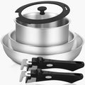 Inqibee Tri-Ply Stainless Steel Cookware Set with Detachable Handle Removable Handle Pots and Pans Set 6pcs Induction Kitchen Cooking Set for Home &amp RV Camping Dishwasher and Oven Safe