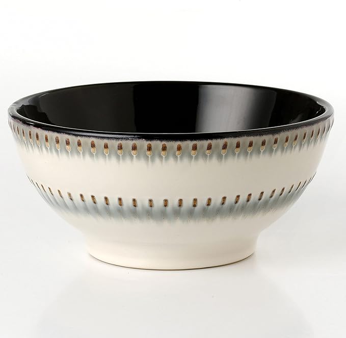 Lorren Home Trends 16 Piece Stoneware Set-ContrastWhite