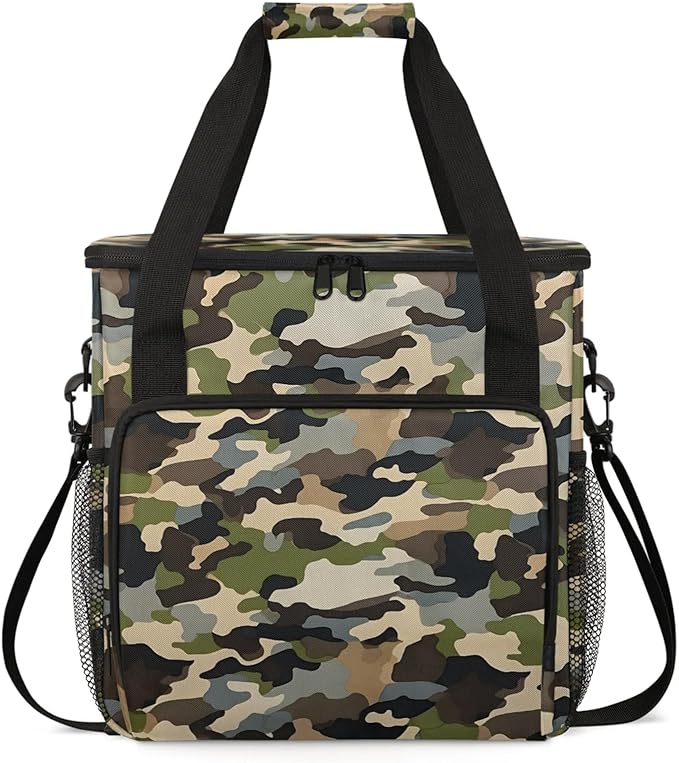 Camo Color Coffee Maker Travel Bag for Keurig K-Mini/K-Mini Plus Insulated Waterproof Tote with Pockets for K-Cup Portable Single-Serve Brewer Case