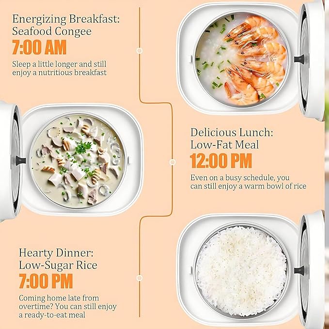 Portable Rice Cooker Non-Stick Ceramic Glaze Inner Pot Rice and Soup Separation Technology 24-Hour Smart Reservation Suitable for Dormitory and Camping