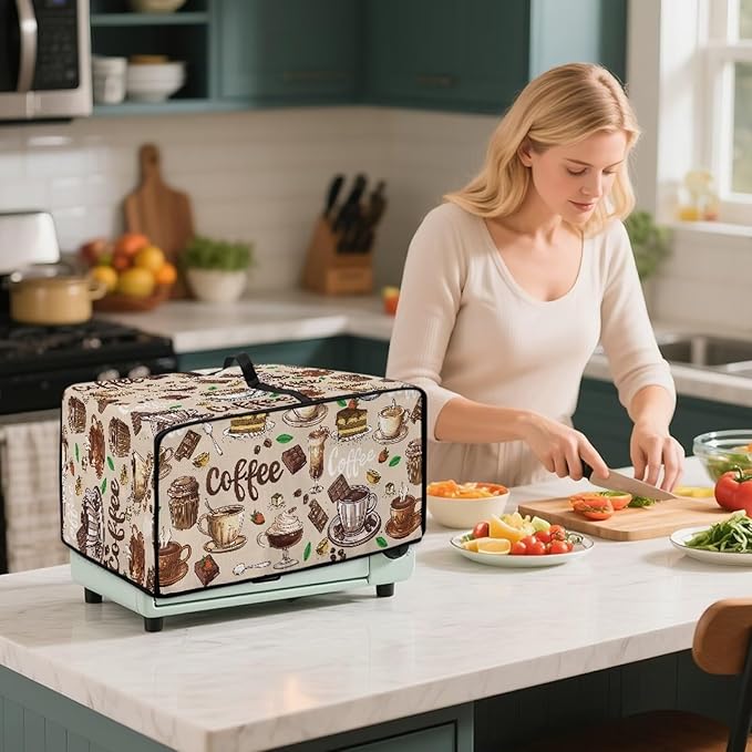 Toaster Oven Heat-Resistant Modern Toaster Oven Heavy Duty Dust-proof Microwave Cover with Storage Side Pockets Protects from Appliances Spills Stain Coffee Dessert
