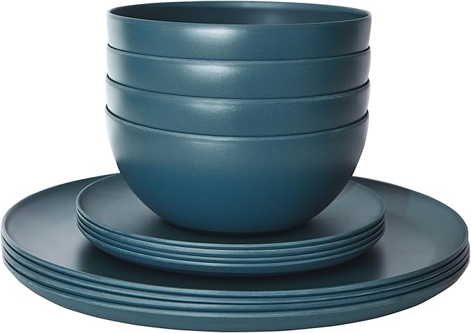 12 Piece Bamboo Dinnerware Set - Lagoon