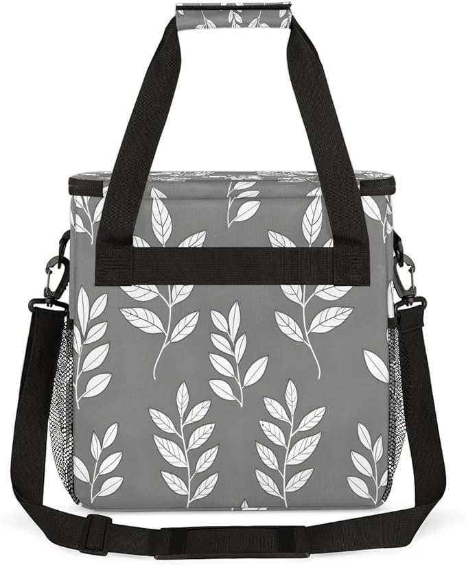 Leaf Pattern Coffee Maker Carrying Bag Compatible with K-Mini or K-Mini Plus Portable Single Cup Coffee Maker Case with Pockets for K Cup Pods