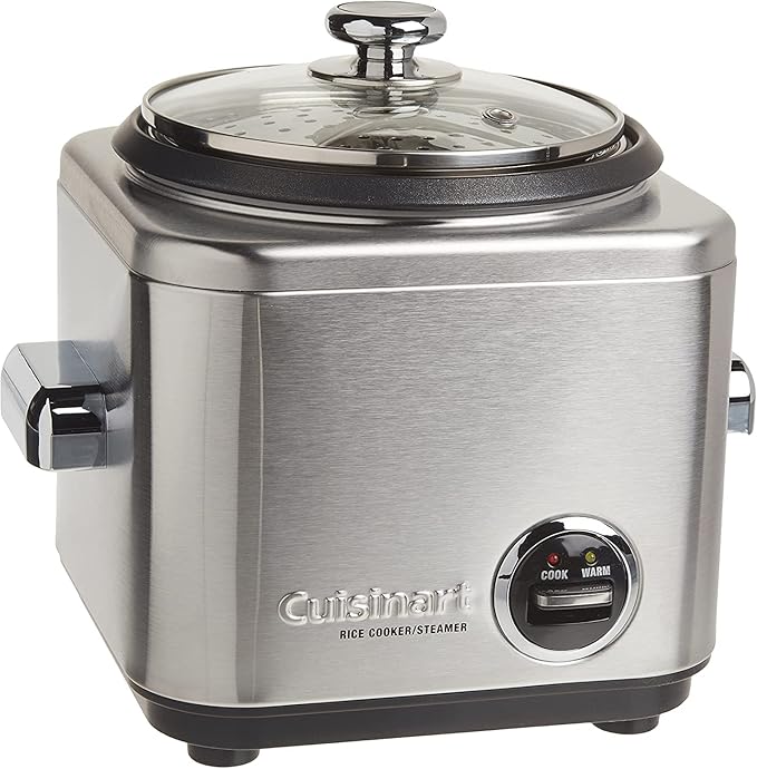 Cuisinart CRC-400 4 Cup Rice Cooker Stainless Steel Exterior &amp CTG-00-3MS Set of 3 Fine Set of Mesh Strainers Stainless Steel Pack of 3