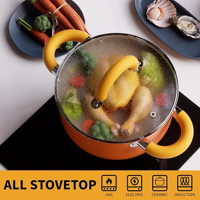 4 Quart Vegetable Steamer Oranger Steamer for Cooking with Lid and Steaming Bucket Gift for Housewarming Kitchen Decor Dishwasher Safe