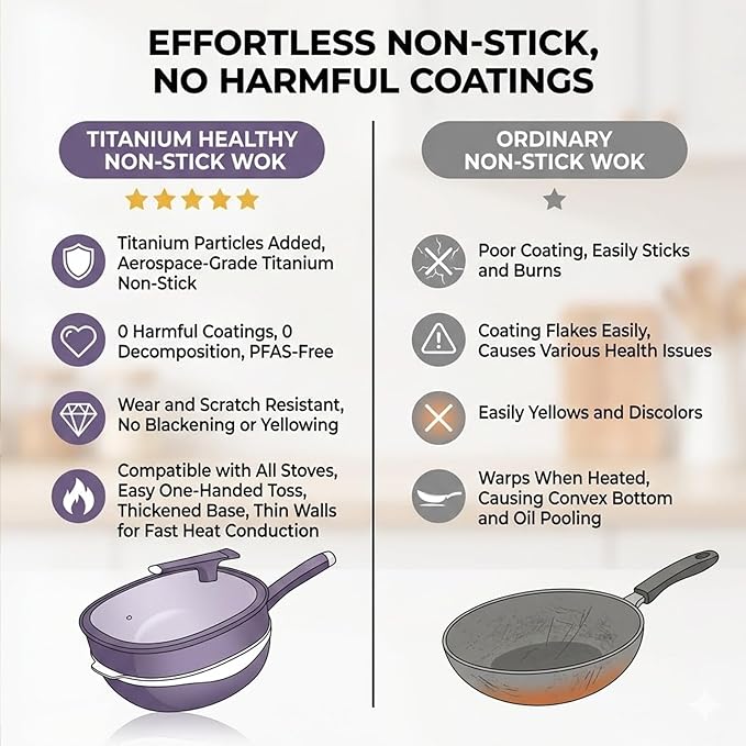 12 Inch Titanium Alloy Non Stick Pot With Lid With Steamer Non Stick Frying Pan Set With Lids For Cooking Nonstick Frying Cookware Sets Deep Saute Pan (Red)