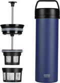 ESPRO P0 Ultralight French Press Coffee Maker for Travel Vacuum Insulated Stainless Steel 16 Ounces Aegean Blue