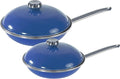 VITA 4-Piece Skillet Set with Lids Blue Enamel on Steel Dishwasher &amp Oven Safe up to 350? Quick &amp Even Heat Distribution Non Stick Scratch Resistant High Gloss
