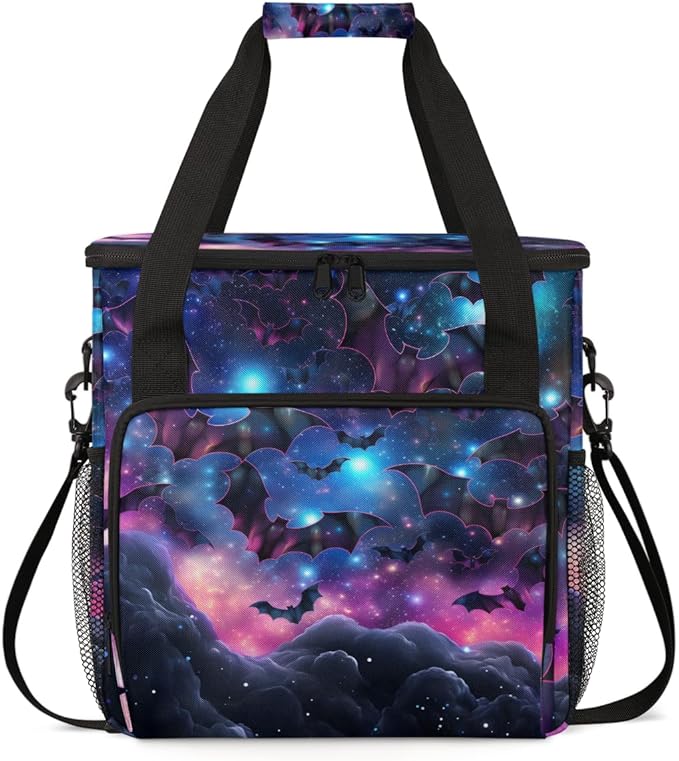 Magical Bat Coffee Maker Carrying Bag Glitter Bat Travel Storage Bag Compatible with K-Mini or K-Mini Plus Single Serve Coffee Brewer Carrying Case with Multiple Pockets &amp Shoulder Strap