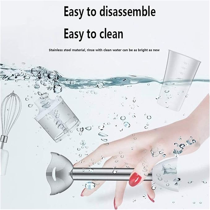 Hand Blender 3-in-1 2-Speed Stick Blender with Milk Frother Egg Whisk for Smoothies Coffee Milk Foam Sauces and Soups – White