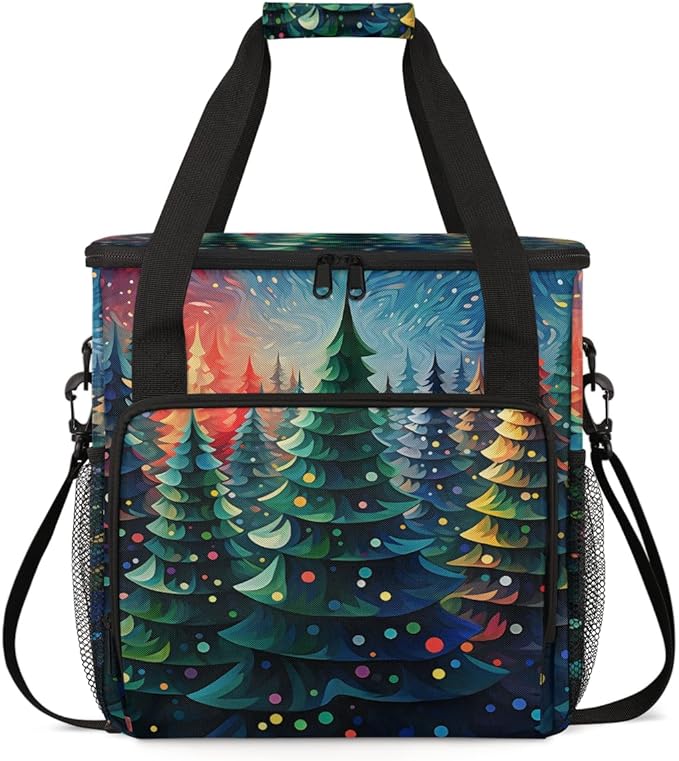 Christmas Tree Coffee Maker Carrying Bag Colorful Tree Travel Storage Bag Compatible with K-Mini or K-Mini Plus Single Serve Coffee Brewer Carrying Case with Multiple Pockets &amp Shoulder Strap