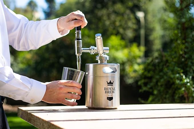 The Original Royal Brew Nitro Cold Brew Coffee Maker - Gift for Coffee Lovers - 64 oz Home Keg Nitrogen Gas System Coffee Dispenser Kit
