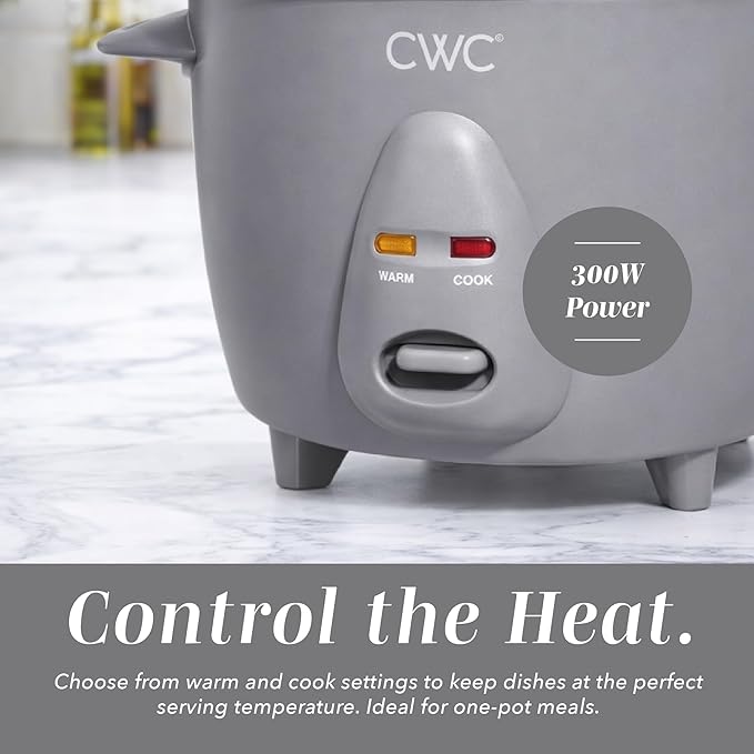 COOK WITH COLOR 6 Cup Rice Cooker 300W - Effortless Cooking and Perfectly Cooks 3 Cups of Raw Rice for 6 Cups of Cooked Rice Grey
