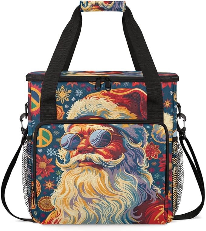 Abstract Santa Claus Coffee Maker Carrying Bag Fantastic Santa Claus Travel Storage Bag Compatible with K-Mini or K-Mini Plus Single Serve Coffee Brewer Carrying Case with Pockets &amp Shoulder Str