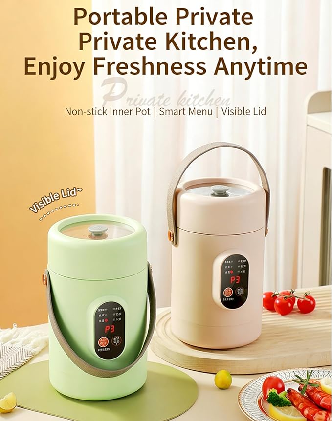 Multifunctional Health Pot 500W Portable Mini Electric Cooker with Ceramic Glaze Inner &amp Steamer Small Slow Cooker with 12-Hour Reservation for Porridge Rice Soup &amp Steaming (800ml-Pink)