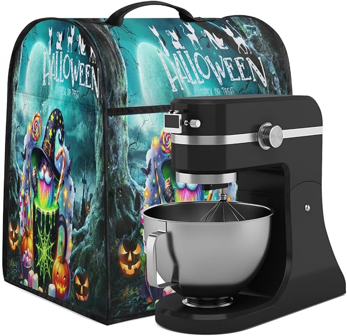 cfpolar Kitchen Aid Mixer Cover Compatible with 6-8 Quarts Halloween Pumpkin Green Forest Stand Mixer Cover Kitchen Aid Mixers Accessories Appliance Organizer Bag Dust Covers with Zipper Pocket