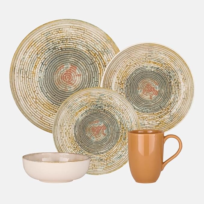 Oxford Contempo Relic Stoneware 20 Piece Dinnerware Set Service for 4