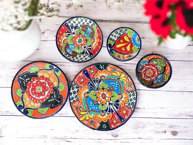 Talavera Dinnerware Set – 24 Piece Hand-Painted Mexican Ceramic Set – Seats 8