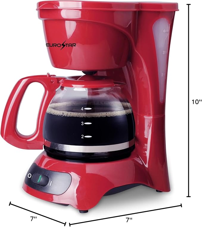 EUROSTAR ECM621R 4-Cup Coffeemaker Red