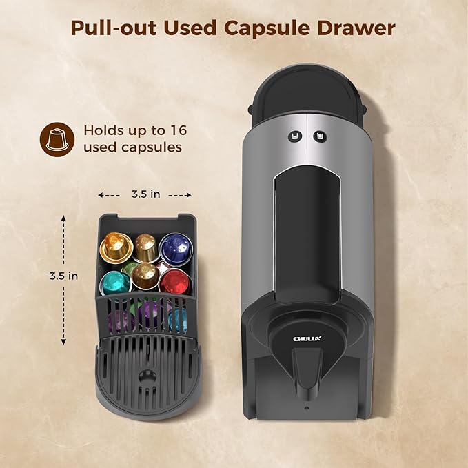 CHULUX Compact Espresso Machine 20 Bar Single Serve Coffee Maker Dual Brew Sizes for Espresso and Lungo 1400W Rapid Brewing Mystic Gray (Upgrade Model)