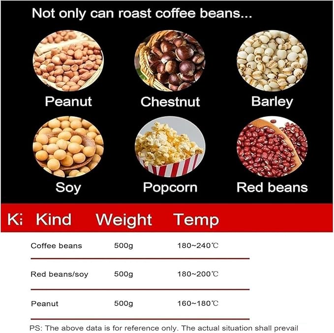 Coffee Bean Roaster Coffee Roaster Machine Electric Coffee Maker - with Temperature Adjustable Even Heat Baking Coffee Beans Tea Sesame