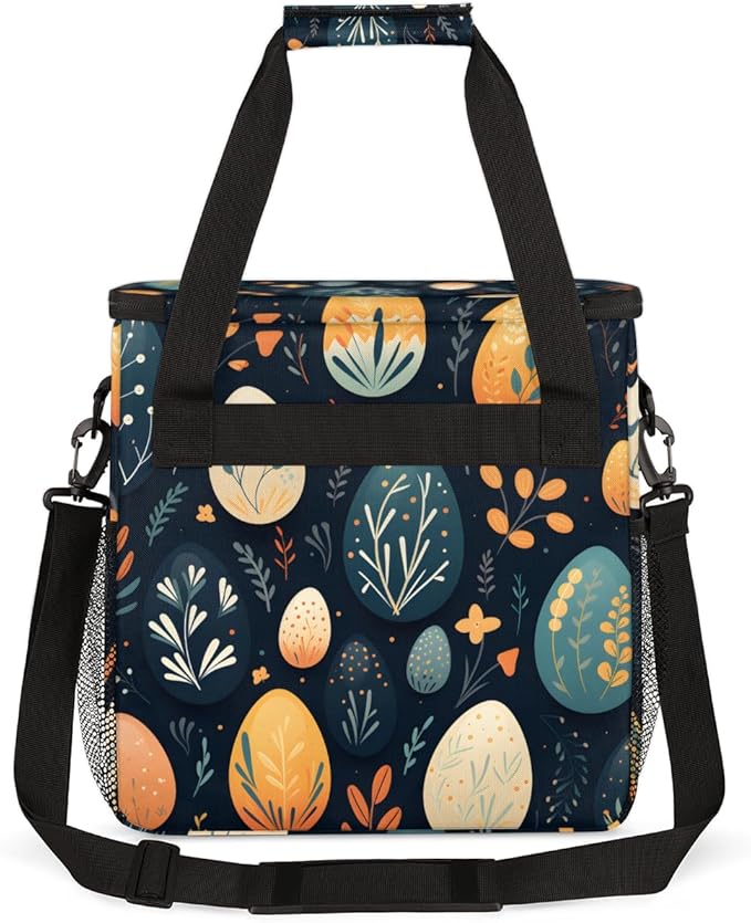 Easter Egg Coffee Maker Carrying Bag Boho Floral Travel Storage Bag Compatible with K-Mini or K-Mini Plus Single Serve Coffee Brewer Carrying Case with Multiple Pockets &amp Shoulder Strap