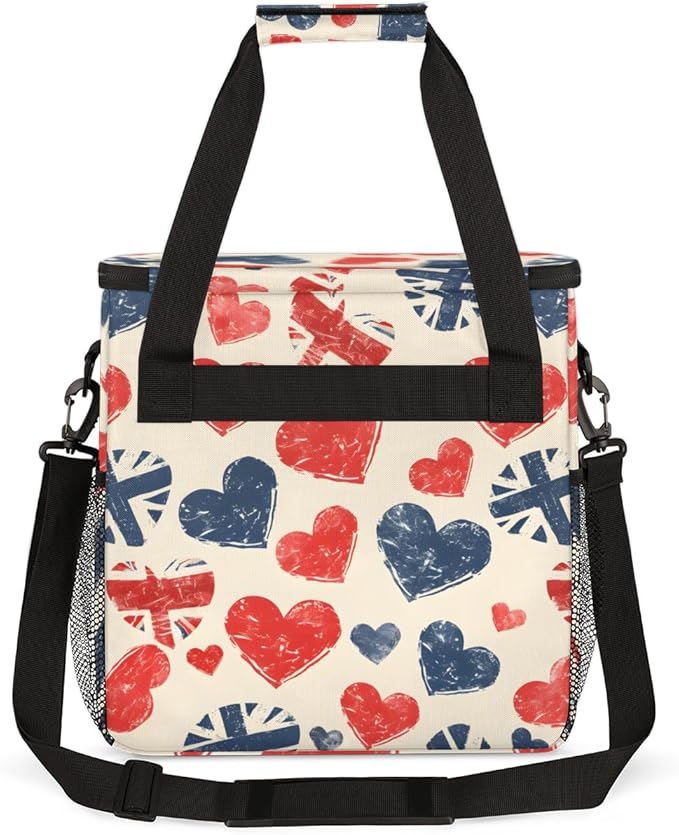 Starry Hearts 4th of July Coffee Maker Carrying Bag Travel Storage Bag Compatible with K-Mini or K-Mini Plus Single Serve Coffee Brewer Carrying Case with Multiple Pockets &amp Shoulder Strap