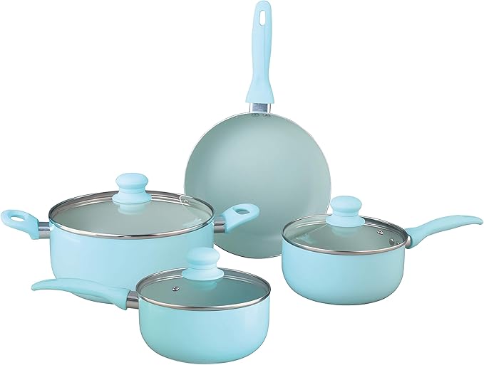 Brentwood Appliances BPS-207BL 7-Piece Aluminum Non-Stick (Blue) Cookware Sets NORMAL