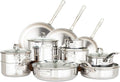 Viking 3-Ply Pots and Pans Set 17 Piece Stainless Steel Cookware Glass Lids Steamer Insert Silver