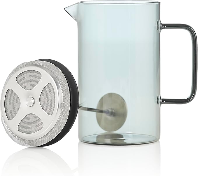 AdHoc French Press Coffee Maker Impact - Manual Brewer with Heat-Resistant Glass &amp Stainless Steel Filter – Barista Tool for Aromatic &amp Full-Flavored Coffee - Dishwasher Safe