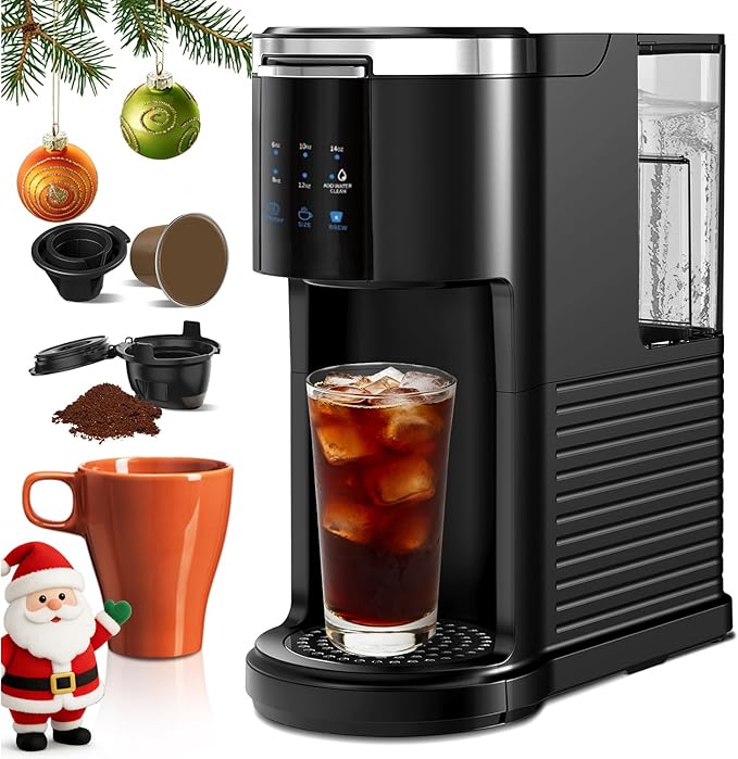 Single Serve Coffee Maker for Ground Coffee6 to 14 Oz Brew Sizes40oz Removable Water TankCompact Portable Coffee Machine for HomeBlack
