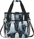 Halloween Ghosts Coffee Maker Carrying Bag Modern Ghosts Travel Storage Bag Compatible with K-Mini or K-Mini Plus Single Serve Coffee Brewer Carrying Case with Multiple Pockets &amp Shoulder Strap