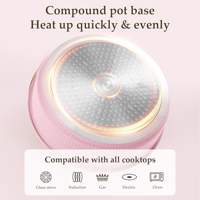 24-Piece Non-Stick Cookware Set with Stackable Storage Kitchen Collection Including 8-10 Inch Skillets Casserole Dish Removable Handle Utensils Silicone Mat Storage Lid (Purple)