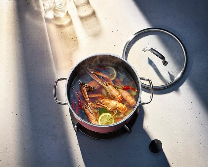 WMF Fusiontec Mineral Cookware Set 4PC with Glass Lid Rose Quartz. Mineral Cooking Sets.