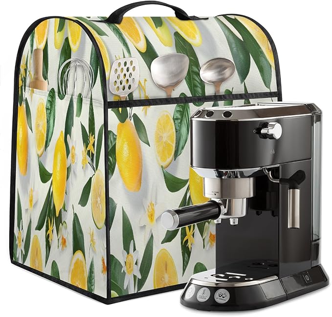 cfpolar Kitchen Aid Mixer Cover Compatible with 6-8 Quarts Yellow Lemon Flower Stand Mixer Cover Kitchen Aid Mixers Accessories Appliance Organizer Bag Dust Covers with Zipper Pocket