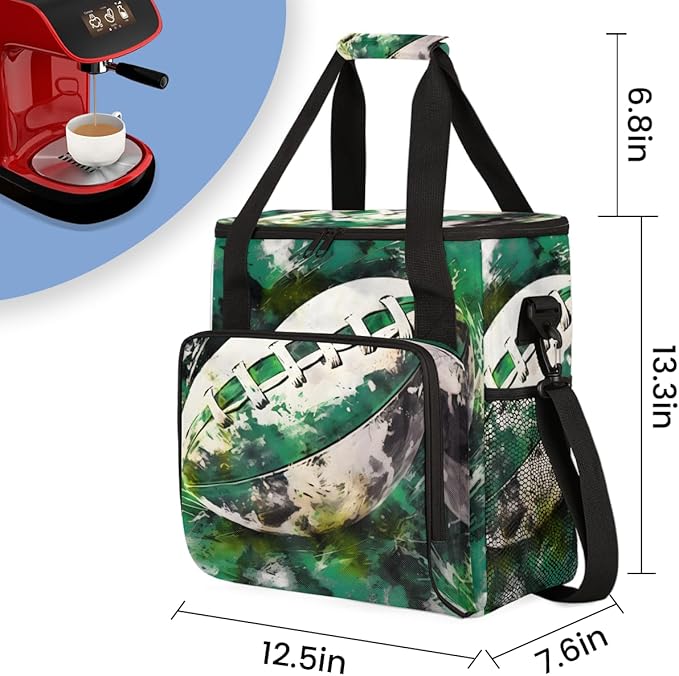 Graffiti Basketball Coffee Maker Carrying Bag Watercolor Basketball Travel Storage Bag Compatible with K-Mini or K-Mini Plus Single Serve Coffee Brewer Carrying Case with Pockets &amp Shoulder Stra