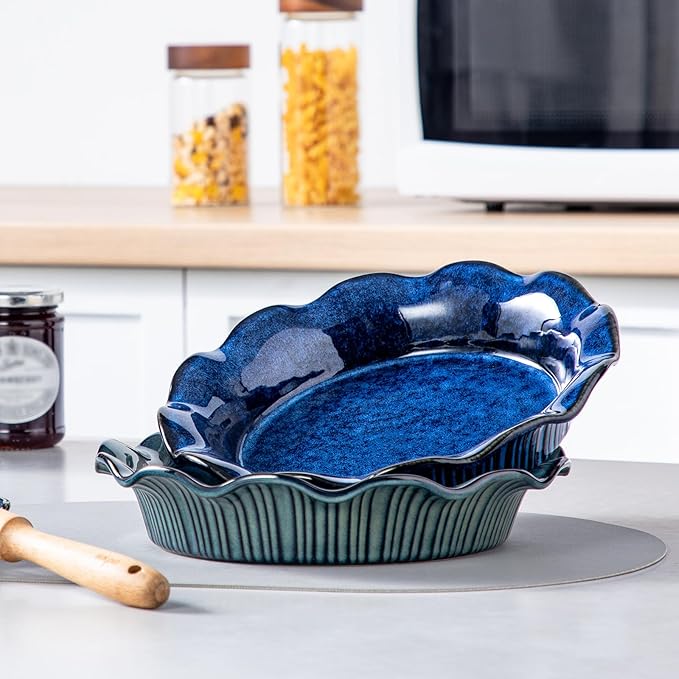 vancasso Starry 18 Pieces Dinnerware Sets for 6 Bundles 9 Inches Stern Ceramic Pie Pan for Baking
