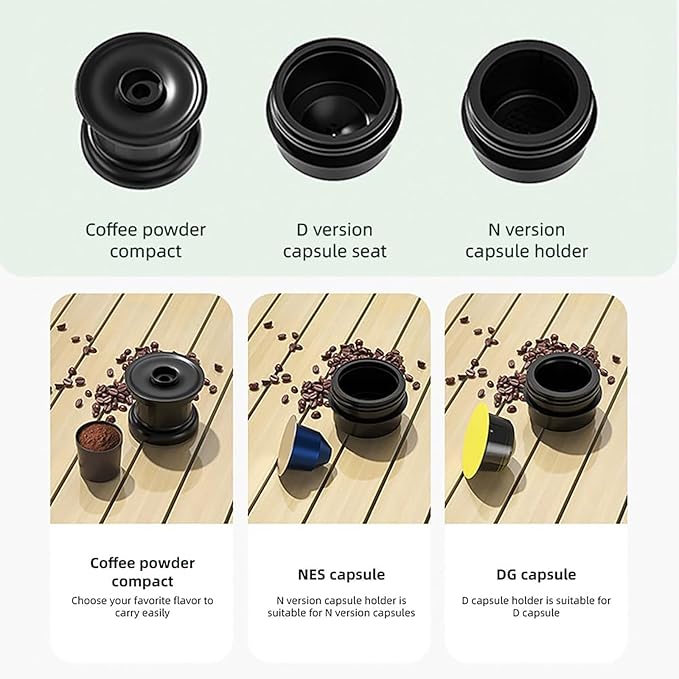 Portable Car Coffee Maker Home Drip Coffee Brewer with Heating Function 80ml Extraction Capacity and 8 Grams Powder Cup Capacity Three Warehouse Design and Dual Mode Operation for Traveling