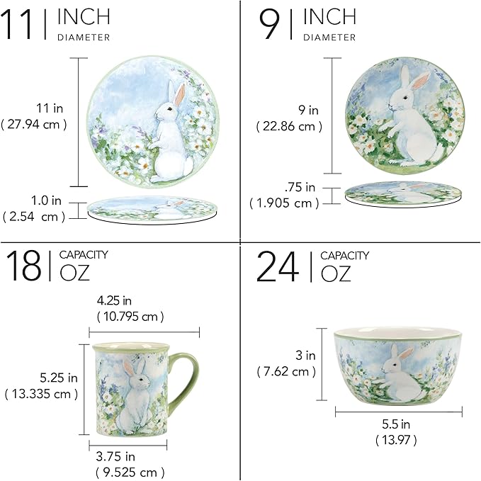 Certified International Easter Morning 16 piece Dinnerware Set Service for 4
