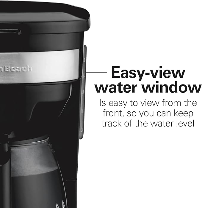 Hamilton Beach 12 Cup Programmable Drip Coffee Maker Machine Regular &amp Bold Brew Options Auto Pause and Pour Glass Carafe Black with Stainless Accents (46299J)