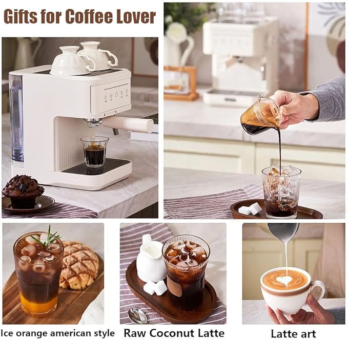 Espresso Machine 20 Bar Semi Automatic Coffee Makers With Milk Frother Steam Wand Touch Screen 60 Oz Water Tank Coffee Machine For Home Latte Machine Gifts For Coffee LoverBlack