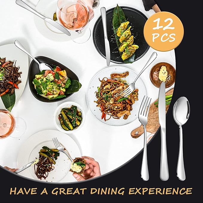 24-Piece Silverware Set Flatware Set for 8 Food-Grade Stainless Steel Tableware Cutlery Set Mirror Finished Utensil Sets for Home Restaurant