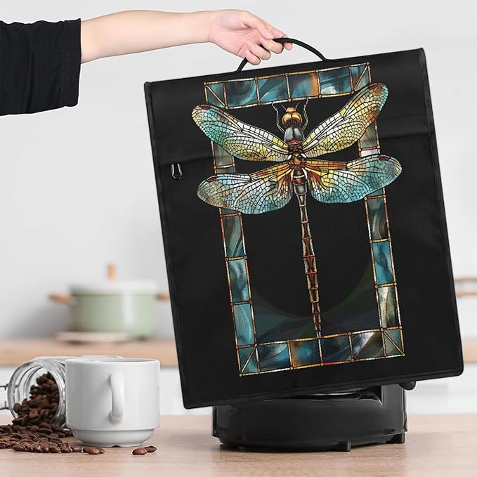 cfpolar Kitchen Aid Mixer Cover Compatible with 6-8 Quarts Animal Glass Painting Dragonfly Stand Mixer Cover Kitchen Aid Mixers Accessories Appliance Organizer Bag Dust Covers with Zipper Pocket