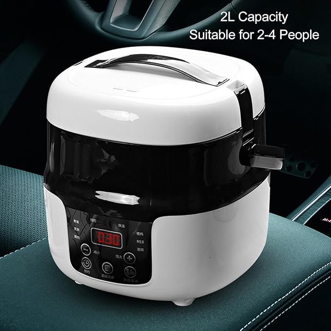 2L Car Rice Cooker Non Stick Liner 7 Stage Heat Control Mini Electric Rice Cooking Pot Travel Camping 12V 24V