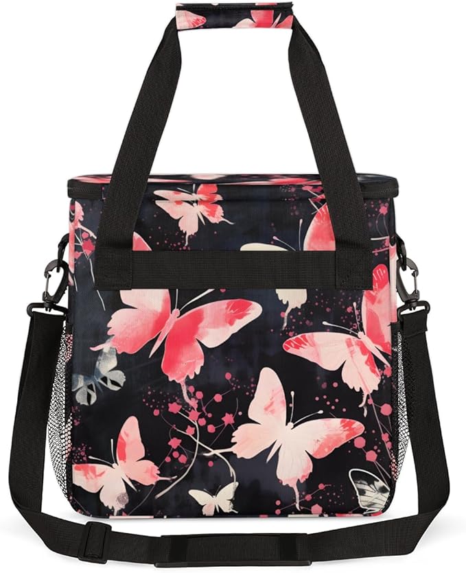 Abstract Butterfly Coffee Maker Carrying Bag Modern Butterfly Travel Storage Bag Compatible with K-Mini or K-Mini Plus Single Serve Coffee Brewer Carrying Case with Multiple Pockets &amp Shoulder S