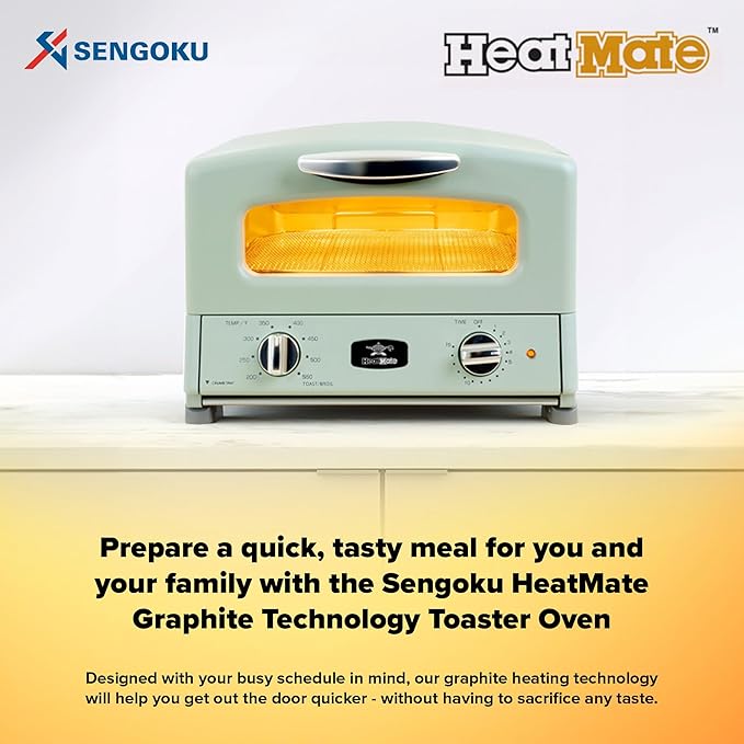 Graphite Heating Technology Pop-Up Toaster w/7 Heat Settings 3 Toasting Functions &amp Unique Bagel Mode Olive Green