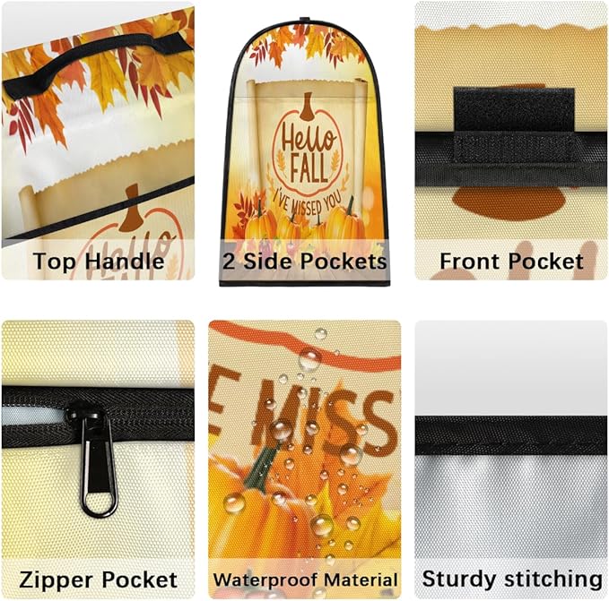 cfpolar Kitchen Aid Mixer Cover Compatible with 6-8 Quarts Autumn Pumpkin Maple Leaves Stand Mixer Cover Kitchen Aid Mixers Accessories Appliance Organizer Bag Dust Covers with Zipper Pocket