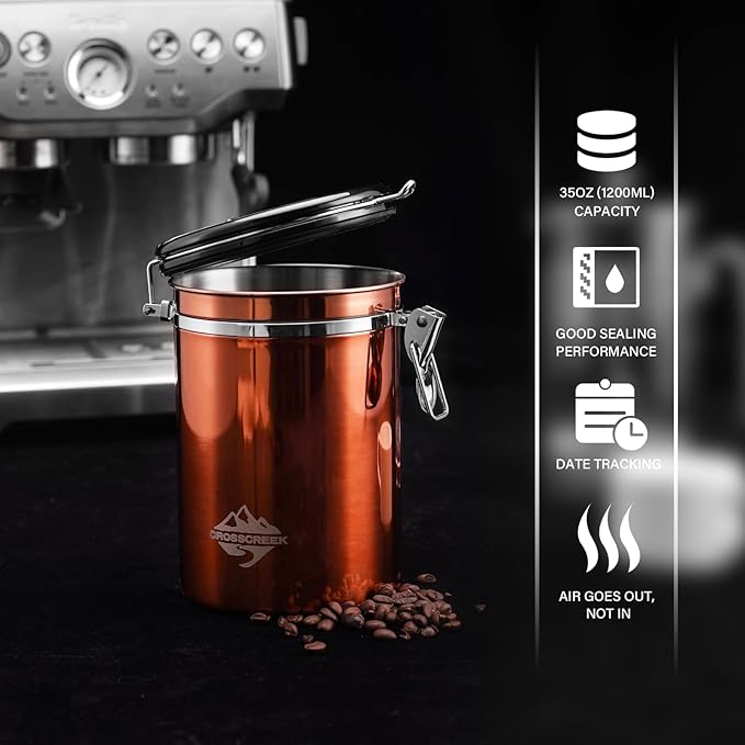 Coffee Bean Canister 35oz (1200ml) Food Container Airtight Food Storage Container with Date Tracker for Coffee Beans Tea Sugar Cereal for Camping Travel Gifts