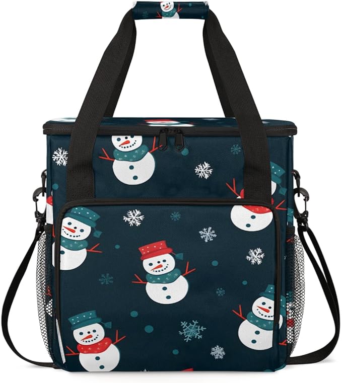 Christmas Snowman Coffee Maker Carrying Bag Oil Painting Snowman Travel Storage Bag Compatible with K-Mini or K-Mini Plus Single Serve Coffee Brewer Carrying Case with Pockets &amp Shoulder Strap