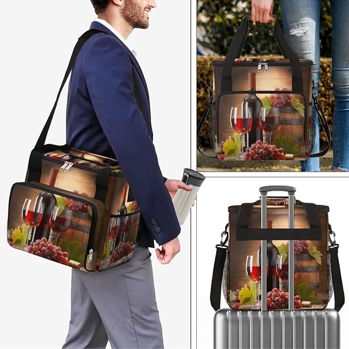 Grape Wine Bottle Glasses Coffee Maker Carrying Bag Coffee Machine Travel Storage Bag Compatible with K-Mini or K-Mini Plus Portable Single Serve Coffees Brewer Case with Pockets for K-Cup Pods